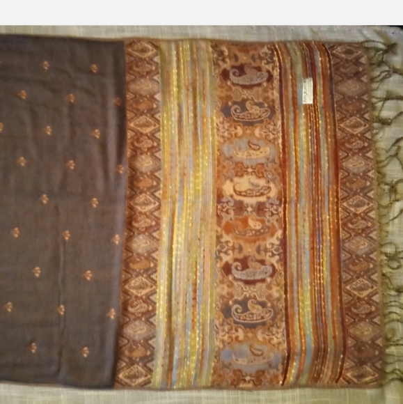 Pashmina Signed 100% Cashmere Vtg Paisley Design Reversib Scarf/Shawl 70x27" - Picture 10 of 14